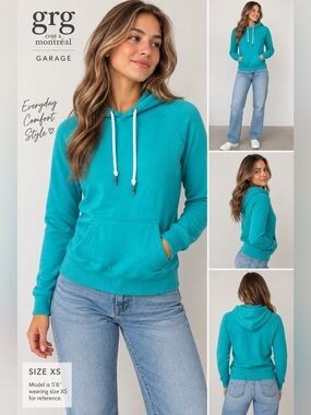 Garage GRG Women’s XS Teal Turquoise Pullover Hoodie Sweatshirt
